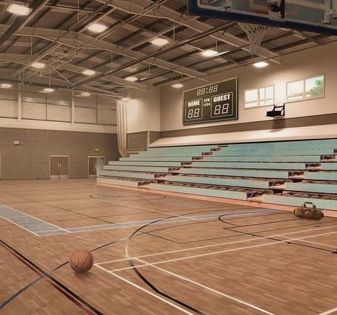 Korean School Gymnasium, School Gym Aesthetic, School Building Design, School Hall, School Field, Indoor Basketball Court, School Hallways, American High School, Episode Backgrounds