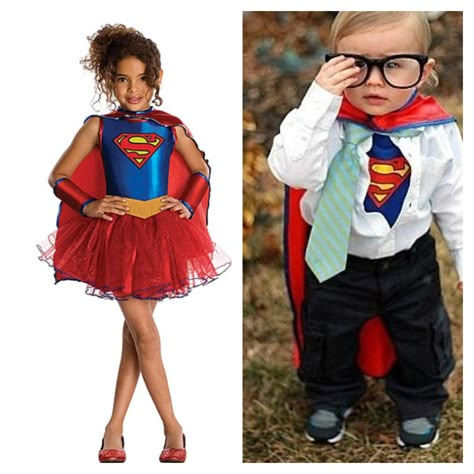 Brother & sister costume idea Brother Sister Costumes, Brother Sister Halloween, Brother Sister Halloween Costumes, Sister Halloween Costumes, Sibling Halloween Costumes, Sister Costumes, Superman Costume, Sibling Costume, Superman Party