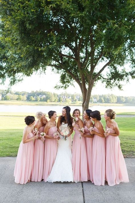 Pastel Pink Bridesmaid Dresses, Pastel Pink Weddings, Pastel Bridesmaids, Pastel Bridesmaid Dresses, Pink Wedding Colors, Wedding Themes Summer, Pink Wedding Inspiration, Blush Wedding Flowers, Blush Bridesmaids