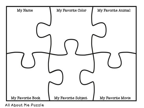 Free All About me Jigsaw puzzle in a few different formats! 6 Piece Puzzle Template Free Printable, Puzzle Piece Template, Free Jigsaw Puzzles, Free Printable Puzzles, Cute Bulletin Boards, About Me Activities, Puzzle Crafts, Color Worksheets, Teaching Preschool