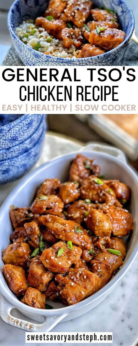 Meal Prep Asian Chicken, Chinese Meal Prep Healthy, Weight Watchers General Tso Chicken, General Tso Chicken Freezer Meal, Crock Pot General Tso Chicken Easy, General Tso Chicken Meal Prep, Healthy Asian Crockpot Recipes, General Tso Chicken Easy Crockpot, Asian Chicken In Crockpot