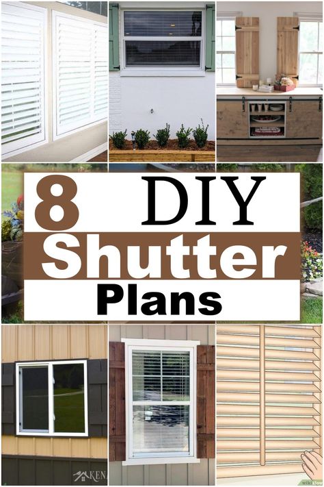 8 DIY Shutter Plans You Can Build Easily - DIY Crafts Diy Mobile Home Shutters, Diy Outdoor Window Shutters, Building Shutters Diy, Wooden Shutters Diy, Storm Shutters Diy, Mobile Home Shutters, Diy Cedar Shutters, Diy Storm Shutters, Wood Window Shutters