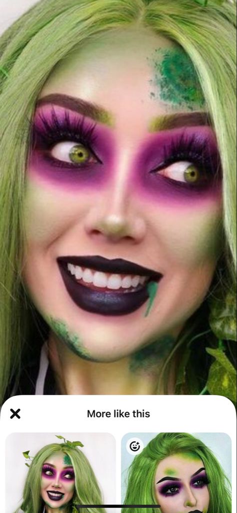 Beetlejuice Makeup Kids Easy, Beetle Juice Female Costume, Female Beatle Juice, Beetlejuice Make Up For Women, Beetlejuice Halloween Makeup Ideas, Beetle Juice Women’s Makeup, Ladies Beetlejuice Costume, Nettle Juice Costume, Beetle Juice Face Paint