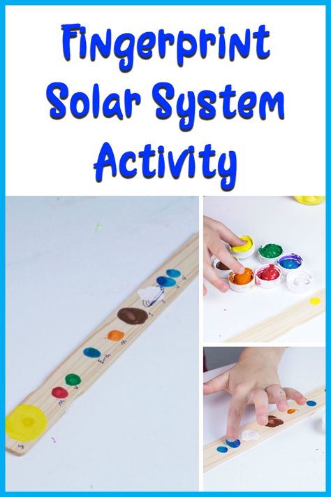 Help kids learn the order of the planets with this fun and easy fingerprint solar system craft for kids. Prek Solar System Activities, Solar System Theme Preschool, Solar System Projects For Kids Preschool, Solar System Preschool Activities, Solar System For Preschool, Easy Solar System Projects For Kids, Solar System Crafts For Preschool, Solar System Activities For Preschool, Montessori Solar System