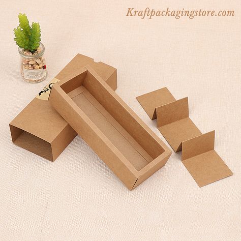 Kraft paper drawer style gift box with paper divider insert for chocolate packaging, candy packaging box. Buy it from @Kraft Package Store with worldwide free shipping now. Kraft Paper Box Packaging, Box Inserts Packaging, Kraft Packaging Ideas, Slide Packaging, Vase Packaging, Kraft Box Packaging, Ginger Candy, Box With Paper, Paper Drawer