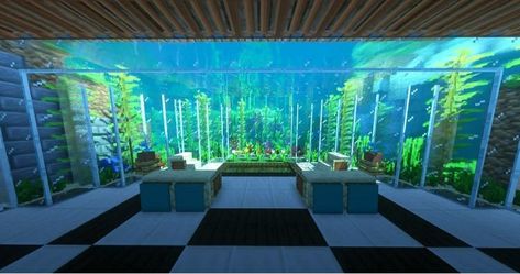 Glass Dome Ideas, Minecraft Aquarium Ideas, Living Room Minecraft, Minecraft Aquarium, Minecraft Underwater, Minecraft Modern City, Modern Minecraft, Modern Minecraft Houses, Underwater House