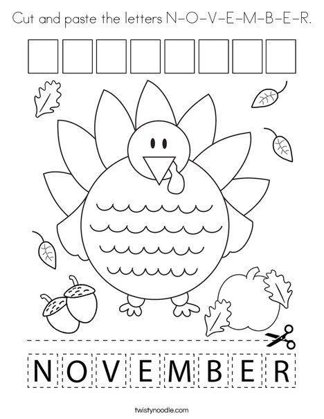 Cut and paste the letters N-O-V-E-M-B-E-R Coloring Page - Twisty Noodle Thanksgiving Alphabet Worksheets, T Is For Thanksgiving, Thanksgiving Coloring Activities, Thankful Coloring Pages For Kids, Thanksgiving Kindergarten Worksheets, Thanksgiving Pre K Activities, Thanksgiving For Preschoolers, Pre K Thanksgiving Crafts, Thanksgiving Crafts Kindergarten