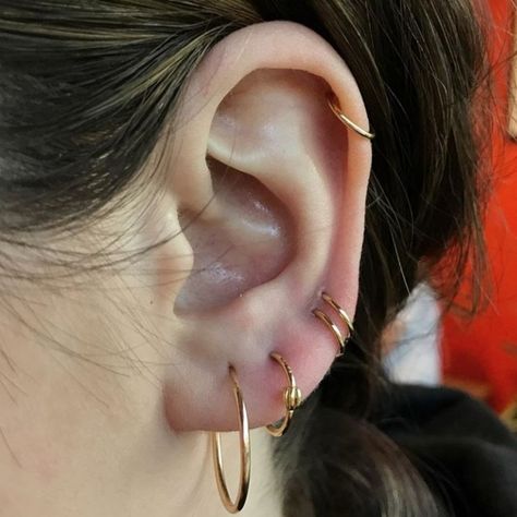 High Lobe Piercing, Piercings Ideas, Mod Jewelry, Bead Rings, Double Piercing, Piercing Ideas, Lobe Piercing, Body Mods, Beaded Rings