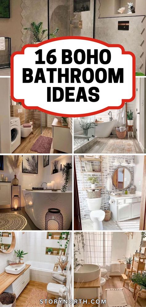 Save this pin for the ultimate boho bathroom inspiration! Elevate your space with chic and cozy aesthetics. #BohoBathroom #HomeDecorIdeas Powder Room Ideas Boho, Boho Bathroom Floor, Boho Bathroom Paint Colors, Small Boho Bathroom Ideas, Rustic Boho Bathroom, Bohemian Bathroom Ideas, Cozy Aesthetics, Boho Bathroom Ideas, Pebble Floor