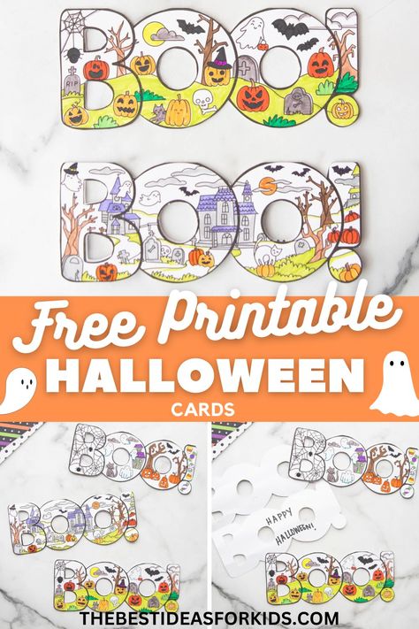 Free Halloween Craft Printables For Kids, Create A Monster Printable, Halloween Crafts Printables, Free Printable Halloween Decorations, Printable Halloween Crafts, Free Printable Halloween Cards, Halloween Cards For Kids, Halloween Free Printables, Halloween Card Ideas