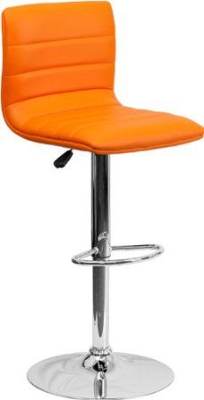 Flash Furniture CH-92023-1-ORG-GG Contemporary Orange Vinyl Adjustable Height Bar Stool with Chrome Base  I am a sucker for Orange - $104 Island Bar Stools, Chrome Bar Stools, Orange Vinyl, Cool Bar Stools, Bar Stools Kitchen Island, Bar Stools With Backs, Stools With Backs, Adjustable Bar Stools, Counter Height Bar Stools