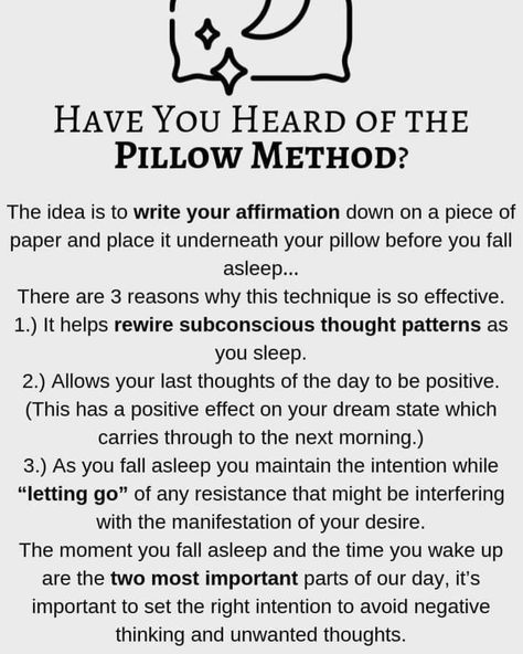 The Pillow Method, Pillow Method, Spiritual Awakening Signs, Manifestation Techniques, Energy Healing Spirituality, Spiritual Manifestation, The Pillow, Manifestation Journal, Positive Self Affirmations