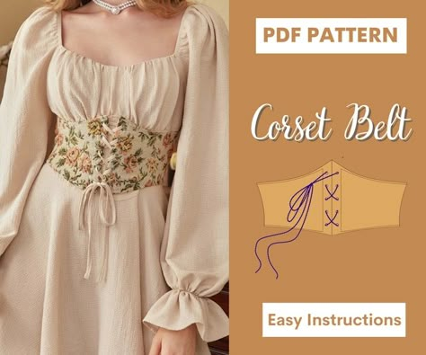 Xl Sewing Patterns, Sewing Fantasy Clothes, Corset Stays Pattern, Underbust Corset Belt Pattern, Easy Bodice Pattern, Belt Corset Pattern, Corset Patterns Free, Pirate Shirt Sewing Pattern, Fabric Corset Belt