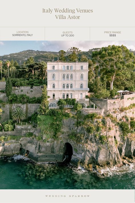 House On A Cliff, Villa Astor, Wedding Venues In Italy, Greg Finck, Wedding Venues Italy, Italy Coast, Best Destination Wedding Locations, Lake Como Villas, Cliff Wedding