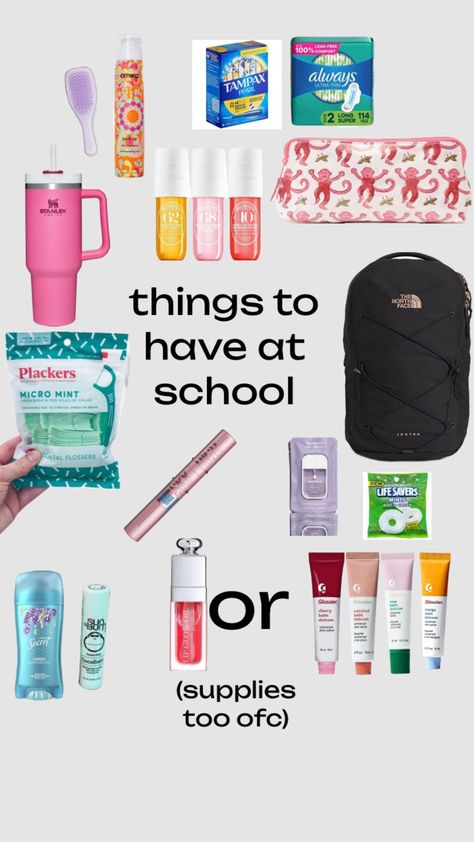 #school School Shuffles, High School Essentials, Middle School Supplies, Middle School Essentials, School Emergency Kit, School Purse, Elementary Classroom Themes, School Backpack Essentials, High School Bags