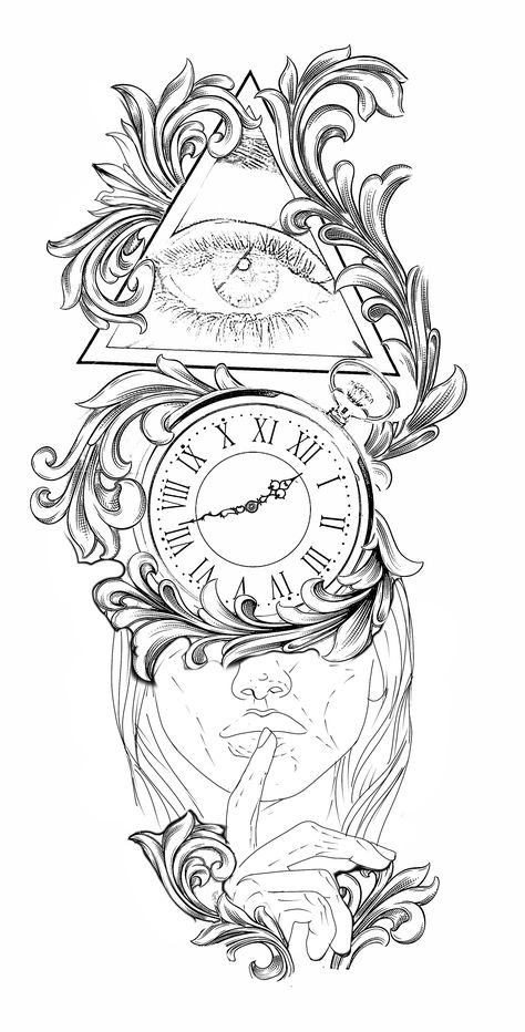 Legendary Tattoo Word, Broken Clock Tat, Arm Sleeve Tattoo Stencil, Marian Tattoo, Old Clock Tattoo, Clock Sketch, Heartbeat Tattoo With Name, Grandfather Clock Tattoo, Chest Tattoo Stencils