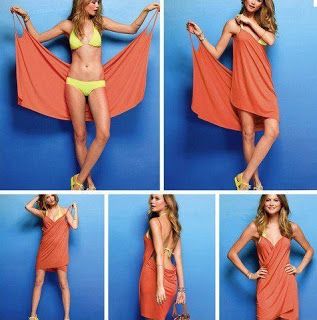 HACER UN VESTIDO RAPIDO SIN COSTURAS via www.ropateens.blogspot.com Robe Diy, Diy Swimsuit, Diy Vetement, Quick Diy, Beach Wrap, Diy Dress, Swimsuit Cover, Swim Suit, Beach Dresses