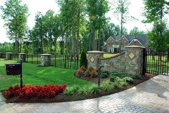 Related image Landscaping Entrance, Entrance Landscaping, Gated Entrance, Driveway Entrance Landscaping, Brick Driveway, Farm Entrance, Mailbox Landscaping, Driveway Entrance, Sustainable Landscaping