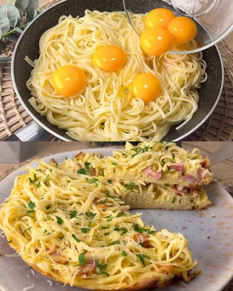 Made by Elizabeth Pasta With Eggs, Feta Pasta Salad, Veggie Fritters, Egg And Bacon, One Pan Pasta, Creamy Scrambled Eggs, Bacon Recipe, Egg Pasta, Pasta Primavera