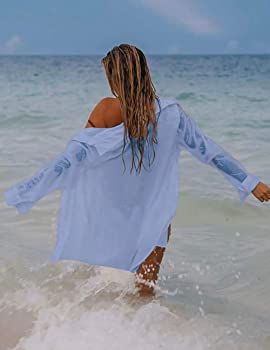 Bsubseach Long Sleeve Beach Shirt Blouses Women Turn Down Collar Bikini Bathing Suit Cover Ups Swimwear Cyan : Amazon.ca: Clothing, Shoes & Accessories Swim Suit Cover, Stylish Jumpsuit, Blouses Women, Bathing Suit Cover, Cover Beachwear, Bathing Suit Covers, Mini Tank Dress, Print Swimwear, Bathing Suit Cover Up