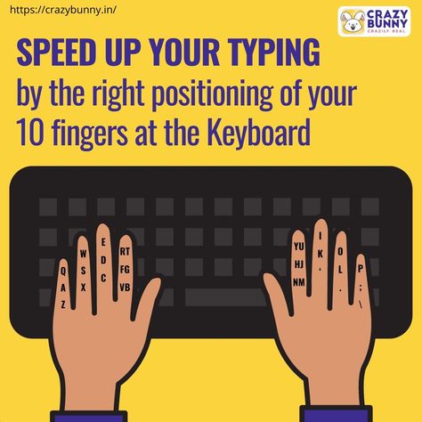 👉 Do you want to Increase Typing⌨️ Speed❓

You can Speed up your ⌨️Typing Speed by keeping the✔️ right positioning of you🖐️ Fingers on the keyboard.⌨️

👍 Benefits of Increasing Typing Speed:
⌨️ Saves Time🕐
⌨️ Helps You Land the Job
⌨️ Work will done very quickly📄
⌨️ Increases your work efficiency

✔️ Follow 𝗖𝗿𝗮𝘇𝘆𝗯𝘂𝗻𝗻𝘆 for more informational Post.📄

#crazybunny #digitalmarketing #marketingagency #digitalmarketingagency #typing #typingspeed #increasetyping #goodtypingspeed #job Typing Hacks, Typing Skills, Keyboard Typing, Computer Knowledge, Work Efficiency, Job Work, Digital Marketing Agency, Speed Up, Marketing Agency