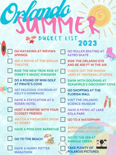 22 exciting and unique things to do with friends and family this summer in Orlando, Florida. Summer Bucket List 2023, Miami Bucket List, Orlando Eye, Orlando Activities, Florida Activities, Things To Do In Orlando, Florida Mall, Things To Do With Friends, Disney College Program