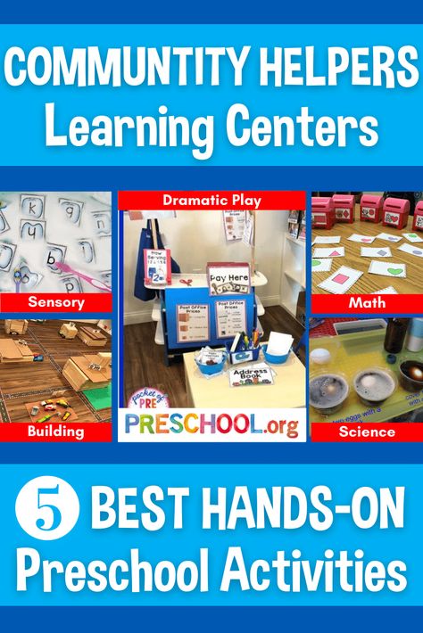 Community Helpers Preschool Centers, Community Helper Preschool Activities, Activities For Community Helpers, Community Helpers Sensory, Community Helpers Centers, Community Helper Dramatic Play, Community Helpers Math, Preschool Community Helpers Theme, Dramatic Play Activities