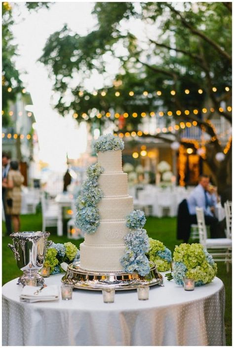 Seaside Florida Beach Wedding | Hannah & Sam Seaside Florida Wedding, Wedding Cake Hydrangea, Outdoor Wedding Cake, Florida Wedding Reception, 30a Wedding, 30a Florida, Beach Wedding Centerpieces, Seaside Fl, Seaside Florida