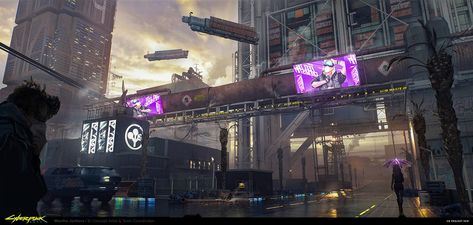 Cyberpunk 2077 Environment Concept Art, Cyberpunk Street, Cyberpunk Red, City Images, Art Cyberpunk, Dark Future, Sci Fi City, Sci Fi Environment, Futuristic Motorcycle