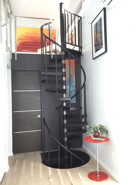 Compact Space-Saving Spiral Staircase Kits | Salter Spiral Stair Small Staircase Ideas, Spiral Staircase Dimensions, Stairs For Small Spaces, Bedroom Mezzanine, Loft Stairs Ideas, Small Space Staircase, Spiral Staircase Kits, Space Saving Staircase, Spiral Stairs Design