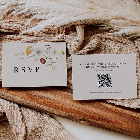 Boho Wildflower Wedding RSVP QR Code Card | #rsvpcard #weddingrsvpcard #bohorsvpcard #weddingreplycards #beigeweddingrsvpcard #replypostcards #weddingreplypostcard #rsvp #wildflowerrsvpcards #weddingrsvpqrcodecard Boho Wildflower Wedding, Rsvp Qr Code, Wedding Reply Cards, Boho Wildflower, Rsvp Wedding, Rsvp Postcard, Invitation Ideas, Wildflower Wedding, Rsvp Wedding Cards