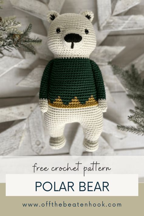 Polar Bear Free Crochet Pattern: Your Cozy Arctic Companion Crochet Polar Bear Pattern Free, Crochet Bear Pattern Free, Polar Bear Crochet Pattern, Polar Bear Amigurumi, Polar Bear Crochet, Crochet Polar Bear, Free Crochet Amigurumi Patterns, Crochet Critters, Bear Crochet Pattern