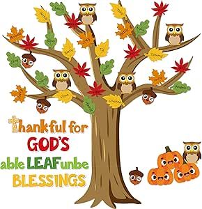 CY2SIDE 80PCS Fall Thankful for God’s Unbeleafable Blessings Cutouts for Bulletin Board Border Sets Maple Leaves Pumpkin Thankful Trees Cutout Trim Borders Religious Sunday School Bulletin Board Decor Fall Sunday School Bulletin Boards, Religious Bulletin Boards, Bulletin Board Tree, Thankful Tree, Bulletin Board Borders, Bulletin Board Decor, School Bulletin Boards, Maple Leaves, Grade School