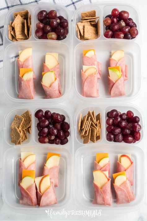 Each bite of this Ham Apples and Cheese Wraps Lunchbox Idea brings the combined flavors of salty ham, creamy cheese, and sweet-tart apple. Cheese Lunchbox Ideas, Bento Box With Ham, Meat And Cheese Meal Prep, Low Carb Adult Lunchables, Adult Lunchables Healthy Low Carb, Adult Lunchbox Ideas, Lunchbox Food Ideas, Keto Bento Box Ideas, Bento Box Lunch For Adults To Work