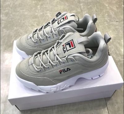 FILA 17FW DISRUPTOR II SUEDE GREY FS1HTZ3078X UNISEX SHOES US SZ 4-11 Fila Sneakers, Adidas Shoes Women, Womens Athletic Shoes, Unisex Shoes, Trendy Sneakers, Sneakers Outfit, Girls Sneakers, Shoes Leather, Dream Shoes