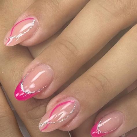 Cute Colors For Nails, Pink Nail Inspo Almond, Pink Hoco Nails, Best Friend Nails Ideas, Pink Nails French Tip, Rosa Nails, Nails Rosa, Hoco Nails, Nails Designer