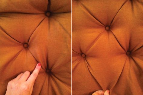 Tufted Headboard Tutorial, Diy Tufted Headboard, Headboard Tutorial, Diamond Tufted Headboard, Tufted Headboards, Green Notebook, Diy Headboards, Diy Headboard, Tufted Headboard