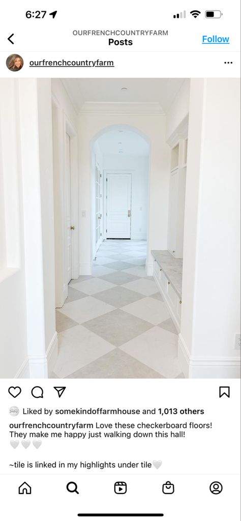 Kitchen Checkered Floor, Entry Tile, Traditional Home Magazine, Checkerboard Floor, Laundry Room Layouts, Limestone Tile, Mudroom Design, French Country Farmhouse, Farmhouse Inspiration