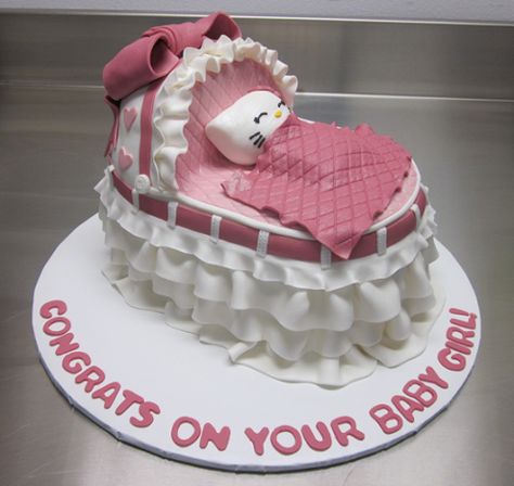 ele makes cakes :] — Hello Kitty Bassinet! Hello Kitty Baby Shower, Cake For Her, Surprise Baby Shower, Mario Bros Birthday, Baby Announcement Pictures, Hello Kitty Baby, Make A Cake, Surprise Baby, Japanese Wedding