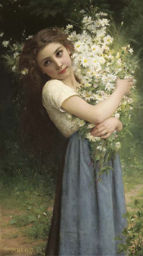 A Woman, Flower Girl, Flowers, White