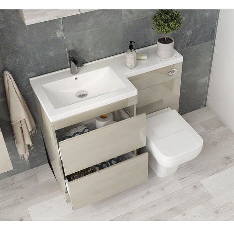 Pemberton Gold L Shape 2 Drawer Basin And Toilet Combination Vanity Unit Buy Online At Bathroom City Design For Small Room, Toilet And Sink Unit, Mini Bad, Luxury Bathroom Vanity, Small Toilet Room, Eclectic Bathroom, Modern Bathroom Sink, Compact Bathroom, Bathroom Inspiration Modern