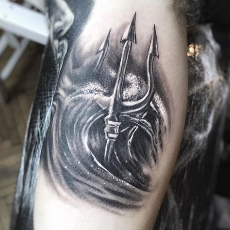 210 Amazing Poseidon Tattoo Designs with Meanings (2022) Greek Gods Ink - TattoosBoyGirl Trident Spear, Poseidon Tattoos, Spear Tattoo, Neptune Trident, Sea Tattoo Sleeve, Octopus Tattoo Sleeve, Trident Tattoo, Poseidon Trident, Poseidon Tattoo