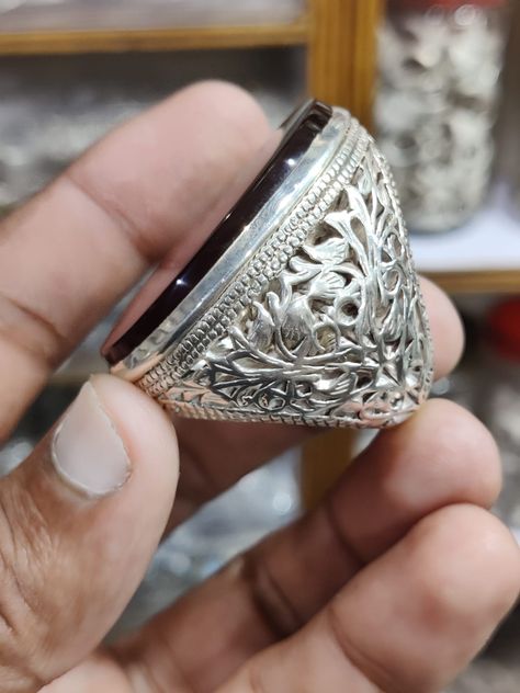 #عقیق Beautifull Natural Aqeeq Ring Natural Attractive Jumbo Size Stone Hand Made Heavyweight Silver Ring Total Ring weight :58 Gram Location Islamabad Contact Whatsapp:03305563777 Aqeeq Ring, Mehndi Designs, Silver Ring, Hand Made, Silver Rings, Ring, Stone, Silver, Quick Saves