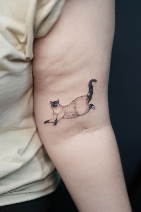 Siamese Tattoo Cat, Siamese Cat Tattoo, Siamese Cat Tattoos, Simple Cat Tattoo, Line Art Simple, Cat Tattoo Ideas, Cat Tatto, Cat Tat, Cat Tattoo Designs