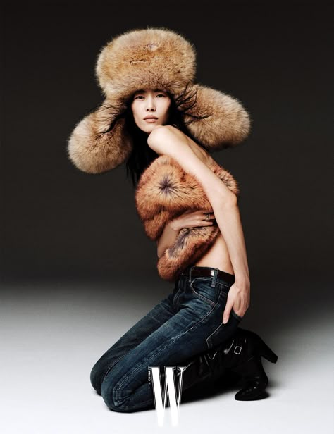 Fashion Photoshoot Editorial, Leslie Zhang, Sport Editorial, Liu Wen, Winter Photoshoot, Concept Clothing, W Magazine, Beauty Shots, Fur Hat