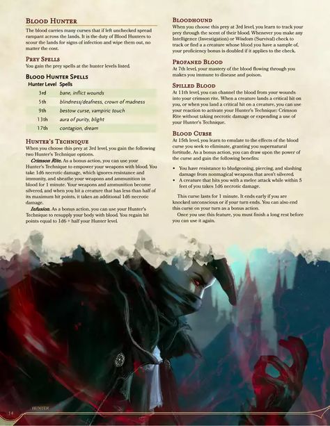 Dnd Notes, Homebrew Classes, Ranger Dnd, Dnd 5, Blood Hunter, Dnd Homebrew, D D Classes, Dnd Classes, Dungeons And Dragons Classes