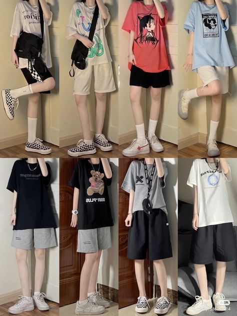 Boyish But Girly Outfits, Tomboy Outfits With Shorts, Boyish Outfits Summer, Korean Outfits With Shorts, Tomboy Outfits Shorts, Tomboy Summer Outfits, Girly Tomboy Outfits, Summer Tomboy Outfits, Goodwill Outfits