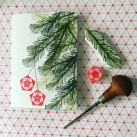 Rustic Christmas Cards, Christmas Blocks, Print Christmas Card, Linoleum Print, Linocut Printmaking, Hand Carved Stamps, Stamp Carving, Holiday Stamping, Christmas Card Art