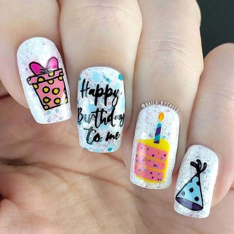 21st Birthday Nails, Birthday Nail Art, Prom Nails Red, Birthday Nail Designs, Birthday Nail, Nail Stamper, Happy Nails, Nails 2023, Pretty Nail Art