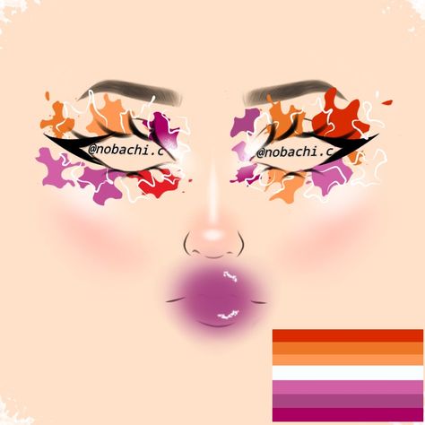 Lesbian Flag Makeup Look, Lesbian Flag Makeup, Lesbian Makeup, Lgbtq Makeup, Festival Eye Makeup, Princess Makeup, Wrestling Gear, Makeup Face Charts, Pride Makeup